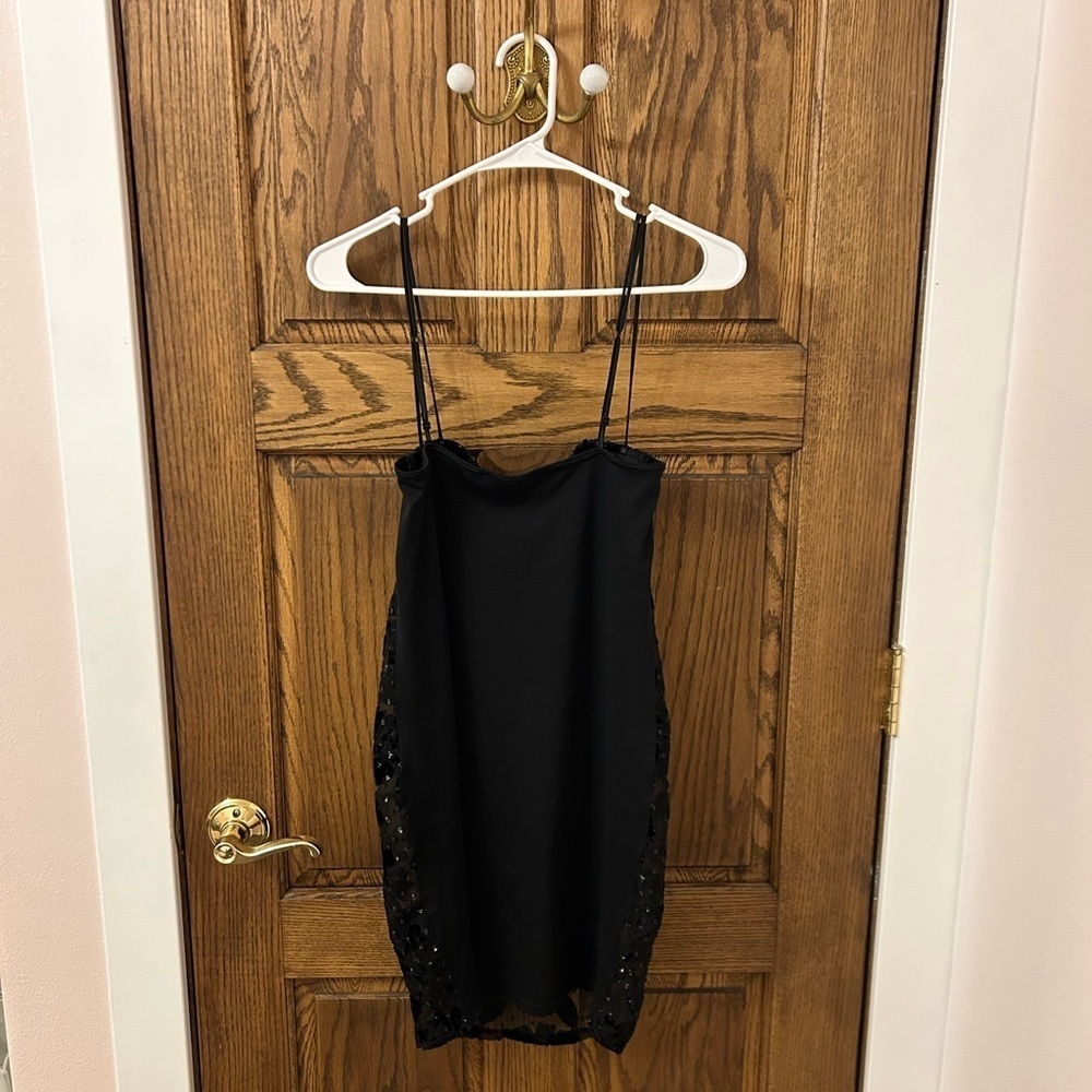 Victoria’s Secret Vintage Gold Label Black Velvet Sparkly Lingerie Black Dress - Picture 4 of 7